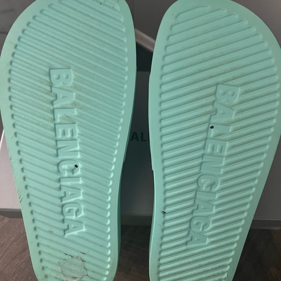 Authentic Balenciaga Aqua Blue Slides - Picture 3 of 6